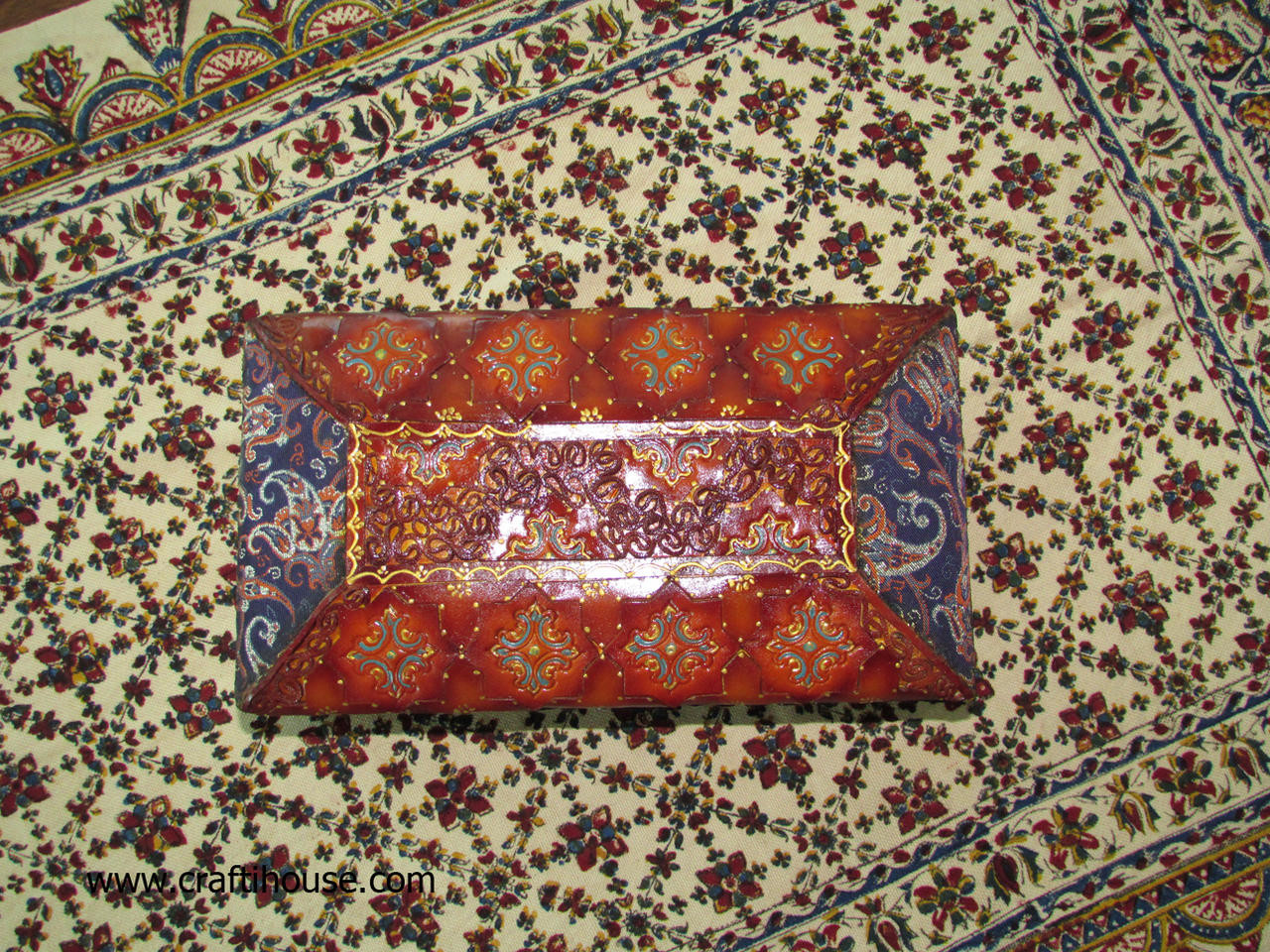 Handcrafted Antique Look Artificial Leather Finish | Handcrafted Jewelry Box | Traditional Khatamkari Art Lifestyle Visual